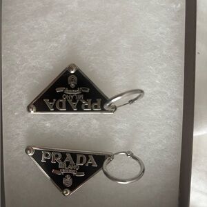 Prada Black and Silver Triangle Earrings